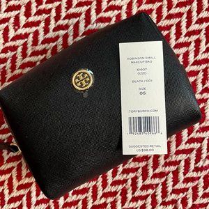 NWT~TORY BURCH~Robinson Saf. Leather Logo Makeup Bag